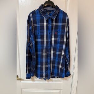 US Polo ASSN Blue Plaid Men's Shirt Button Down XXL New without tag